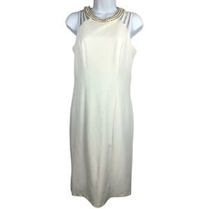 Bebe Dress Women Size 4 Off White Embellished Stud Crisscross Back HOCO FLAW